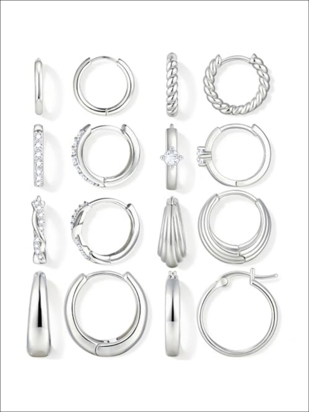 8 Pairs Gold Hoop Earrings Set 14K Gold Plated Hoops for Women